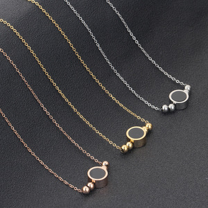 Collar con colgante de cuentas negras y oro rosa de estilo europeo para mujer, cadena de clavícula con diseño geométrico de bolas para uso diario BF1267 - Product Image 3