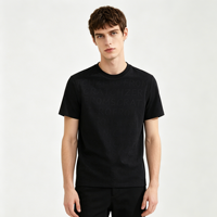 T-shirt formel pour homme en mélange polyester/coton, motif jacquard imprimé sur toute la surface, col rond, design vierge, logo personnalisé, prêt pour la vente en gros
