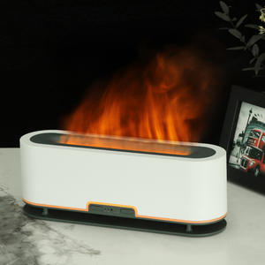 Wood Grain 200ml Simulated <b>Flame</b> Humidifier Oval Strip Air Diffuser Home Office Night <b>Light</b> - Product Image 2