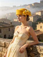 Chapeaux de cérémonie et de banquet en stock – Bérets d'hôtesse de l'air décorés de fleurs perlées, de strass, de pompons et de perles