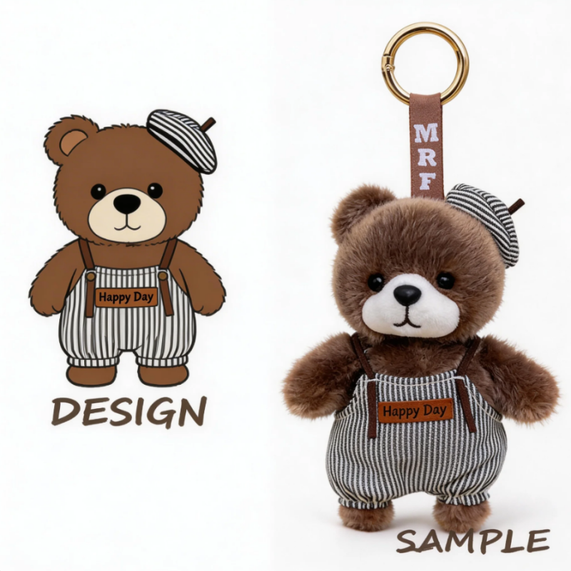 Custom Cute Bear Plush Keychain Soft