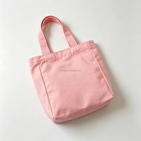 Sac fourre-tout en toile de coton rose à motif imprimé personnalisé avec sangle rouge, sac publicitaire promotionnel, sac de shopping promotionnel