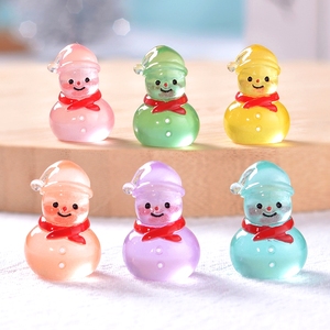Ornamenti natalizi luminosi a forma di piccolo pupazzo di neve che si illumina al buio, per decorazioni da tavolo a tema paesaggio innevato. - Product Image 1
