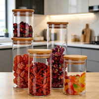 Pot de rangement cylindrique en verre borosilicate haute résistance, multifonctionnel, hermétique pour aliments, café et sucre, pour la cuisine