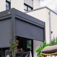 Stores occultants motorisés solaires à rail intégré pour extérieur avec rails latéraux étanches, tissu de qualité commerciale, installation facile en DIY