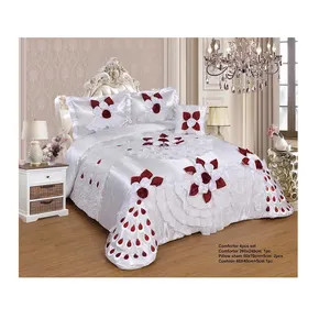 Polyester patchwork quilt queen size bedsheet bedding set king and queen size fitted bedspread