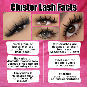 Biểu Tượng Tùy Chỉnh Wispy DIY Cụm Lash Cuốn Sách Nhãn Hiệu Riêng DIY Lông Mi Mở Rộng Bán Buôn Chồn Fluffy Khối Lượng Eye Lash Cụm Cuốn Sách - Product Image 5