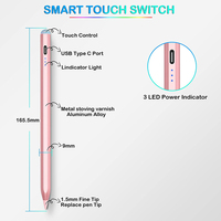 Stylet actif rose avec rejet de la paume, chargement USB-C, attraction magnétique, pointe remplaçable pour Procreate Goodnote Drawing