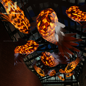 Thiết kế độc đáo tùy chỉnh trang trí trong nhà cá chiếu sáng bằng gỗ Dự Án Lớn sảnh khách sạn cầu thang dẫn đèn chùm - Product Image 4