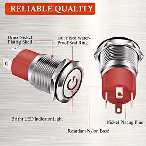 สวิตช์ปุ่มกดแบบกดติดปล่อยดับ ไฟ LED กันน้ำ ล็อคตัวเอง 5V 12V 220V 220V 12/16/19/22 มม. โลหะ IP65 - Product Image 5