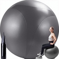 Ballon de yoga et de Pilates, 4 tailles (55 cm, 65 cm, 75 cm, 85 cm), en PVC anti-éclatement, antidérapant, extra épais et durable, incl. Exercices