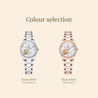 JINSHIDUN 8864 Jam Tangan Mekanik Wanita Elegan Grosir Desain Bunga Tali Baja Tahan Karat Tahan Air Bercahaya Jam Tangan Bisnis
