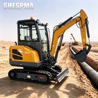 Mini-excavatrice sur chenilles de 1 à 2,5 tonnes, longueur 3,9 m, pour la construction de maisons, l'excavation et le terrassement des fondations