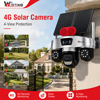 Caméra Wistino 16W à double panneau solaire 12000mAh avec carte SIM 4G, cinq objectifs, quatre écrans, 3 PTZ, zoom 10X, caméra AOV