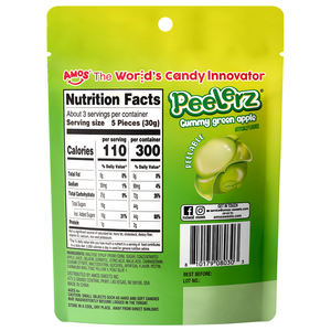 Caramelle Morbide Amos Peelerz 3oz, Gommose Pelabili alla Frutta, Caramelle Gommose al Gusto di Mela Verde - Product Image 4