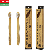 Brosse à dents pour enfants en bambou naturel, écologique, facile à tenir, à poignée incurvée, proche de la nature