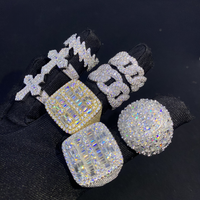Anneaux cubains en argent 925 avec moissanite, bijoux de style Hop, collection d'anneaux pour hommes, moissanite glacée personnalisée VVS