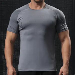 Fitness-T-Shirt Herren schnell trocknend Training Sportshirt eng Gymnastikbekleidung Training Kurzarm-Bildhemden