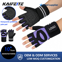 Gants de fitness demi-doigts avec support poignet, respirants, antidérapants en microfibre alvéolée pour musculation, cyclisme, entraînement hommes et femmes