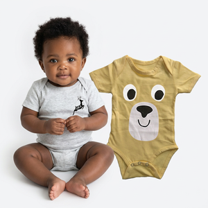 Ropa de bebé unisex de verano barata, personalizada, de diseño, de spandex/fibra de bambú, pelele/mono con botones a presión y manga corta, al por mayor - Product Image 1