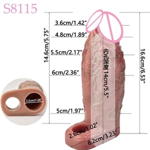2024 New Styles Realistic Penis Sleeve Silicone Reusable Condoms Cock <b>Rings</b> Extender Sleeve With Anti-drop <b>for</b> <b>Men</b> Enlargement - Product Image 6