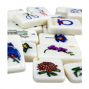 Fournisseur d'usine – Nouveau jeu de mahjong américain moderne et portable en acrylique massif, avec broderie personnalisée motif scarabée floral et joker - Product Image 4