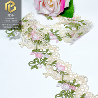 LEIXUSI Bordure en dentelle polyester colorée de 6 cm, bordure brodée pour rideaux, textiles de maison, accessoires pour vêtements d'enfants