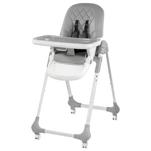 DEAREST-asiento plegable ajustable para alimentación de bebé, silla alta con colchón de cuero para alimentar a Bebé