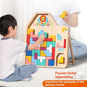 Rompecabezas de bloques de construcción <span class=keywords><strong>Tetris</strong></span> educativo, juguetes de partículas de madera ensamblados para niños y niñas de 3 a 6 años, conjunto de modelo de 0 a 3 años - Product Image 2