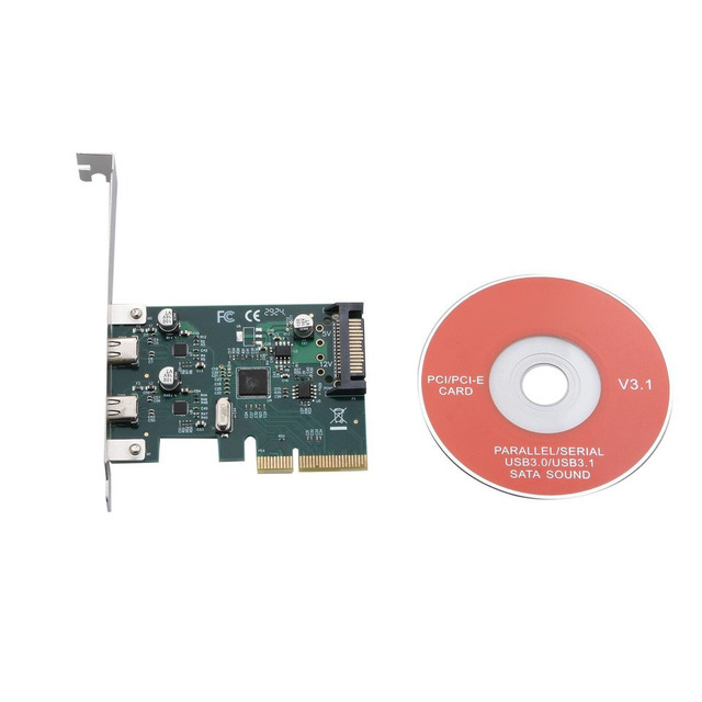 Plc Pcie 4x Port Expansion Card Pci-e to Usb 3.1 Type C Dual Adapter T Bulk Supply