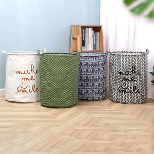 Cesto de Ropa Plegable de Lino y Algodón, Impermeable, con Nuevo Diseño de Cilindro Grande, para Almacenamiento de Juguetes, Modelo D5347 - Product Image 1