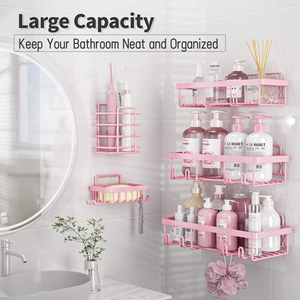 Lot de 5 paniers de rangement <span class=keywords><strong>pour</strong></span> douche, sans perçage, <span class=keywords><strong>étagère</strong></span> murale <span class=keywords><strong>pour</strong></span> salle de bain - Product Image 2