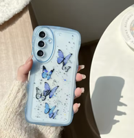 Paillettes Étoiles Papillon Clair Téléphone étui pour samsung Galaxy A56 A36 A26 A16 A06 A05 A15 A25 A55 5G Souple TPU Vague Bords Couverture