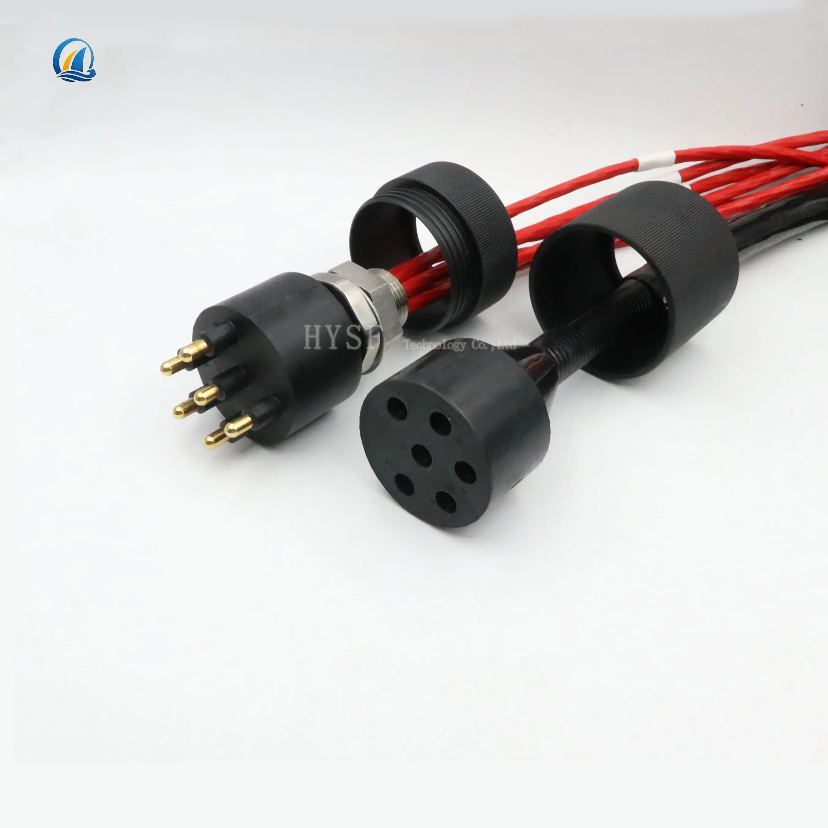 High Current 6-core 60A Deep Water Connector Underwater Electrical Bulkhead Male Plug And Female Socket Watertight Cable