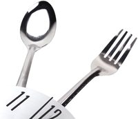 Jam dinding restoran, Stainless Steel pisau sendok garpu dapur restoran jam dinding dekorasi rumah jam dinding