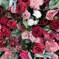 Panneau de fond de scène de mariage SPR 7D enroulable, fait main, sur mesure, avec fleurs artificielles, verdure et compositions florales (hortensia, rose, lotus)