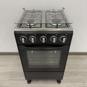 Cuisinière à gaz traditionnelle autoportante de haute qualité 50x50cm à 4 brûleurs avec couvercle en verre et four pour usage domestique - Product Image 1