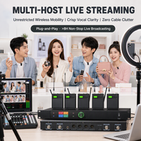 4-Kanal UHF Drahtloses Lavalier-Mikrofonsystem HD TFT Farbbildschirm Shuttle-Knopf Multi-Host Live-Streaming-Show