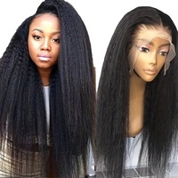 Perruques Afro Transparentes à Dentelle Frontale Style Européen et Américain, Naturelles et Volumineuses, Haute Densité, pour le Marché Africain (Vente en Gros)