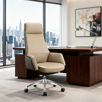 Chaise de bureau pivotante ergonomique moderne de luxe en maille et cuir véritable, hauteur réglable, structure en acier inoxydable pour la maison et le bureau