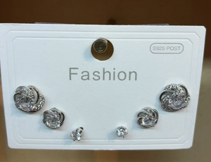 Set di Orecchini a Perno in Argento alla Moda, Forma di Fiore con Cristalli e Strass, Gioielli da Donna in Lega, Stile Trendy - Product Image 3