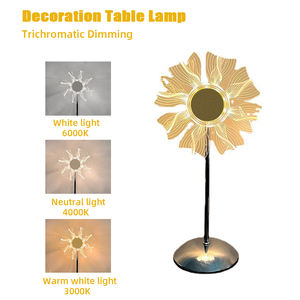 Recién llegado, Lámpara decorativa con diseño de girasol, sala de estar, dormitorio, lámpara de mesa acrílica Led moderna - Product Image 4