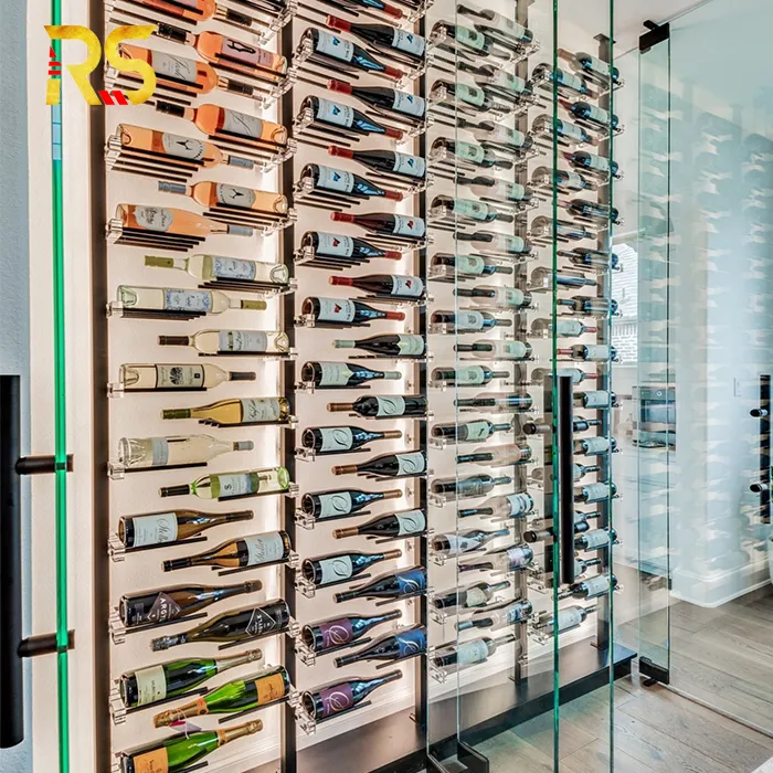 Foshan luxury wine holder decorative floor to ceiling wine rack modern wine display cabinet bar cabinet for home