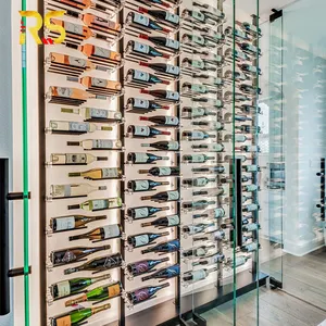 Foshan Luxury Wine Holder Decorative Floor To Ceiling Wine Rack Modern Wine Display Cabinet Bar Cabinet For Home