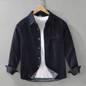 Camisa Casual Japonesa de Manga Larga de Mezclilla para Hombre, Estilo Holgado - Product Image 2
