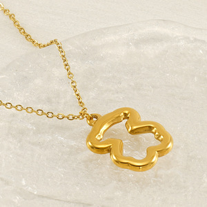 Zogxin Titanium Steel Hollow Bear Necklace 18K Gold Plated Animal Pendant Clavicle Chain For Women Gift Jewelry - Product Image 2