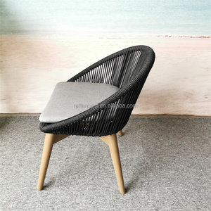 Sillas de jardín con estructura de aluminio, tejido de cuerda y base de madera de teca, más resistentes y con un aspecto elegante para muebles de patio, sillón de descanso. - Product Image 4
