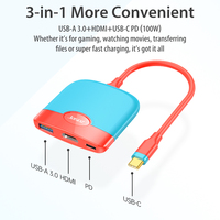 Convertidor tipo C a HDMI con 4K @ 30Hz HDMI 5Gbps USB3.0 100W PD Puertos de carga Adaptador USB C a HDMI para Macbook