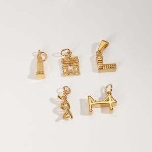Acier inoxydable Mini Empire State Building Pendentif Charm Or Jaune <span class=keywords><strong>Horloge</strong></span> Towe Pont Arc De Triomphe Charmes - Product Image 5