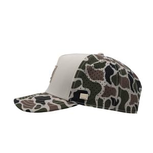 Casquette de golf OEM personnalisée en maille perforée avec logo, 5 panneaux, visière légèrement incurvée, snapback, patch en caoutchouc imperméable - Product Image 3